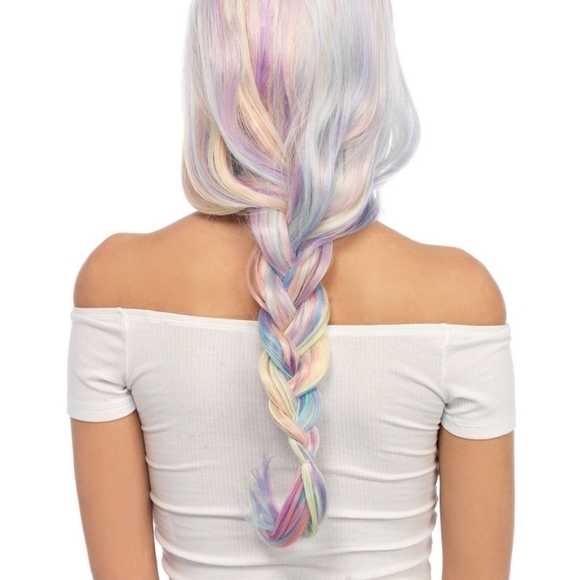 Leg Avenue Pastel Rainbow Long Wavy Synthetic Wig - Picture 4 of 12